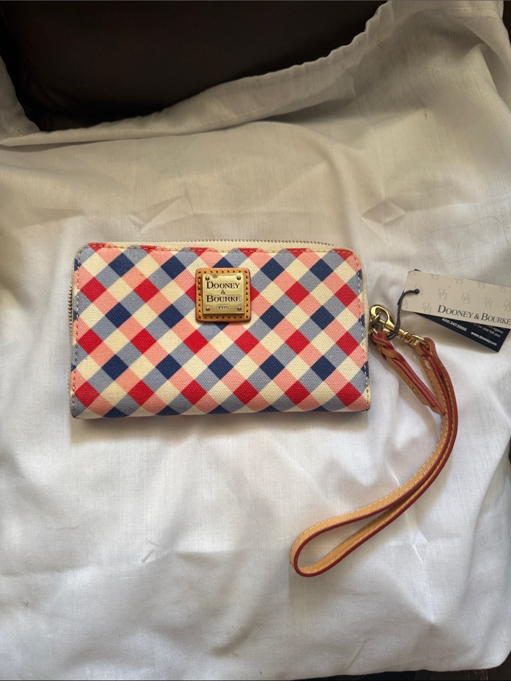Dooney & Bourke Red Blue White Gingham Wristlet